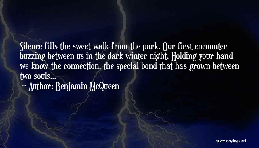 Benjamin McQueen Quotes: Silence Fills The Sweet Walk From The Park. Our First Encounter Buzzing Between Us In The Dark Winter Night. Holding