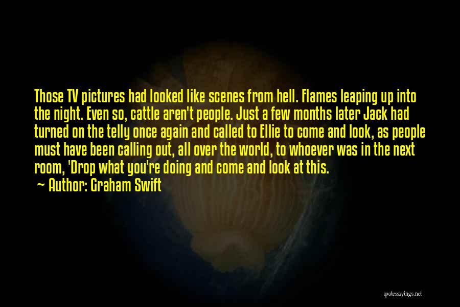 Graham Swift Quotes: Those Tv Pictures Had Looked Like Scenes From Hell. Flames Leaping Up Into The Night. Even So, Cattle Aren't People.