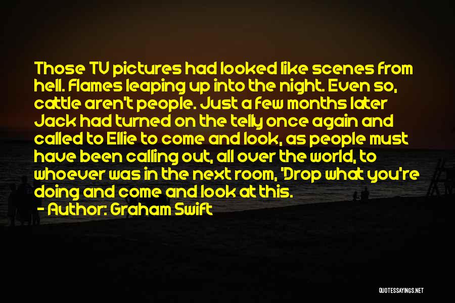Graham Swift Quotes: Those Tv Pictures Had Looked Like Scenes From Hell. Flames Leaping Up Into The Night. Even So, Cattle Aren't People.