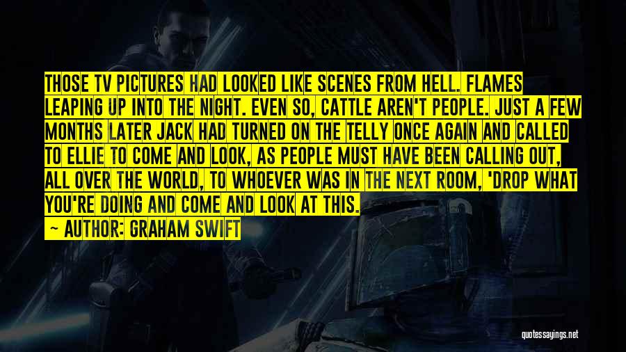 Graham Swift Quotes: Those Tv Pictures Had Looked Like Scenes From Hell. Flames Leaping Up Into The Night. Even So, Cattle Aren't People.