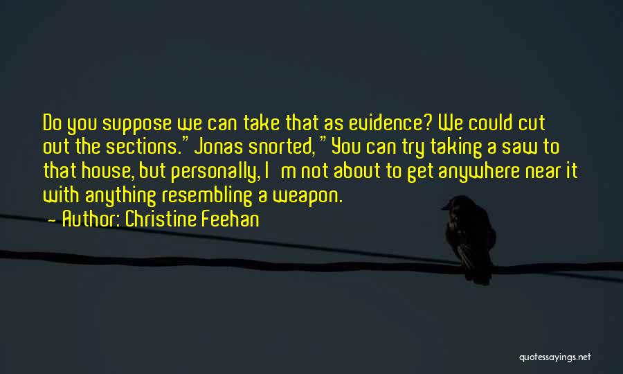 Christine Feehan Quotes: Do You Suppose We Can Take That As Evidence? We Could Cut Out The Sections.jonas Snorted, You Can Try Taking