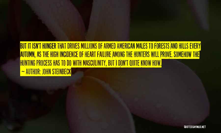 John Steinbeck Quotes: But It Isn't Hunger That Drives Millions Of Armed American Males To Forests And Hills Every Autumn, As The High