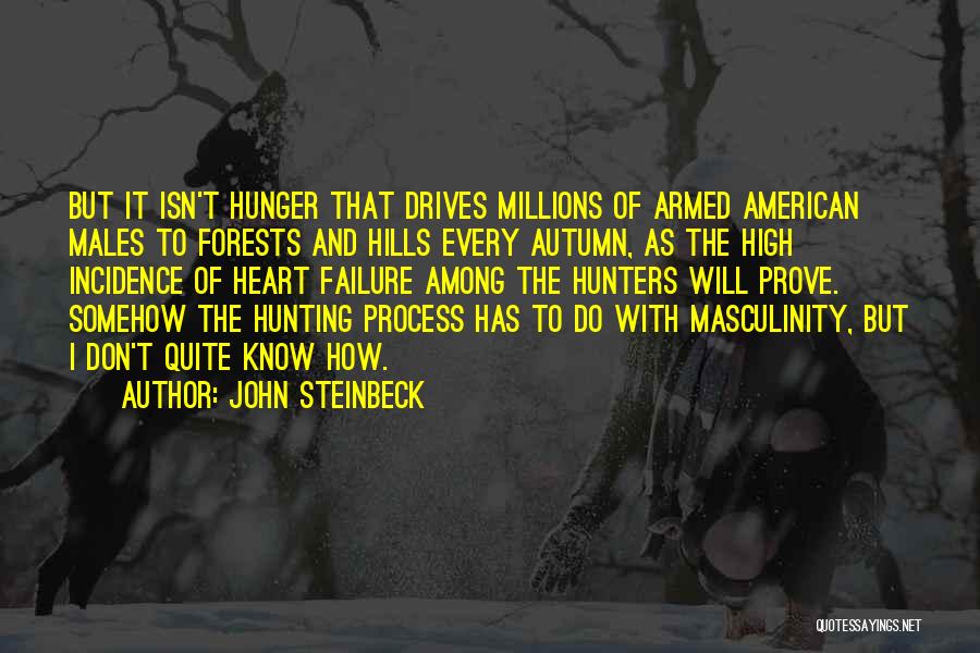 John Steinbeck Quotes: But It Isn't Hunger That Drives Millions Of Armed American Males To Forests And Hills Every Autumn, As The High