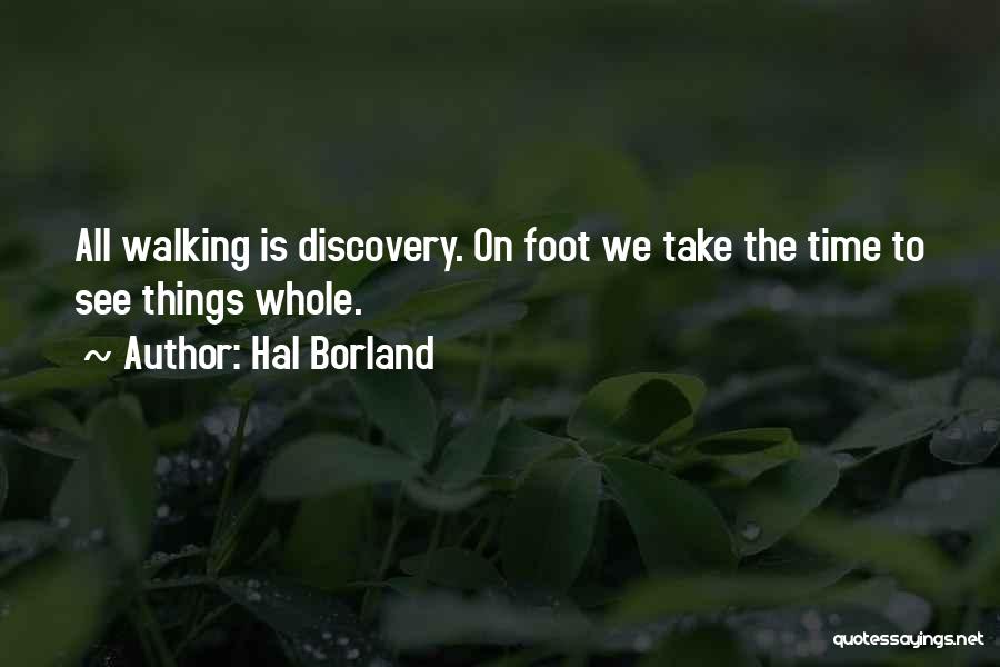 Hal Borland Quotes: All Walking Is Discovery. On Foot We Take The Time To See Things Whole.