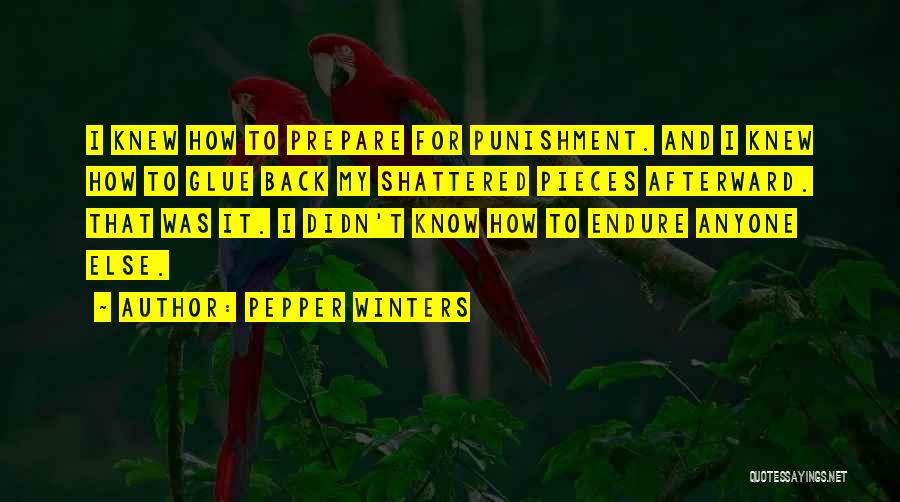 Pepper Winters Quotes: I Knew How To Prepare For Punishment. And I Knew How To Glue Back My Shattered Pieces Afterward. That Was