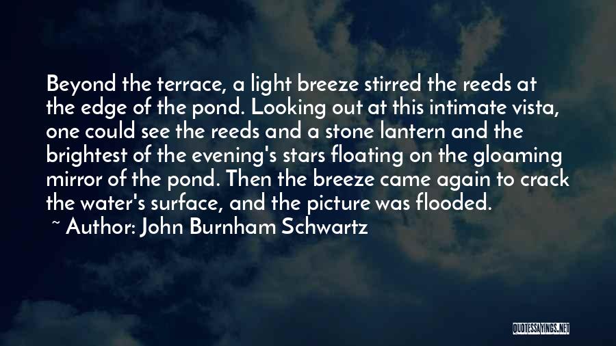 John Burnham Schwartz Quotes: Beyond The Terrace, A Light Breeze Stirred The Reeds At The Edge Of The Pond. Looking Out At This Intimate