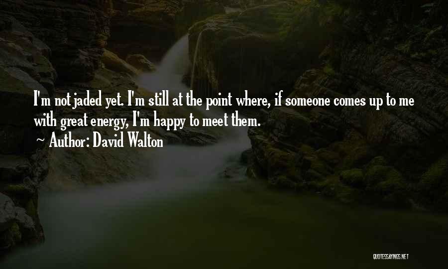 David Walton Quotes: I'm Not Jaded Yet. I'm Still At The Point Where, If Someone Comes Up To Me With Great Energy, I'm