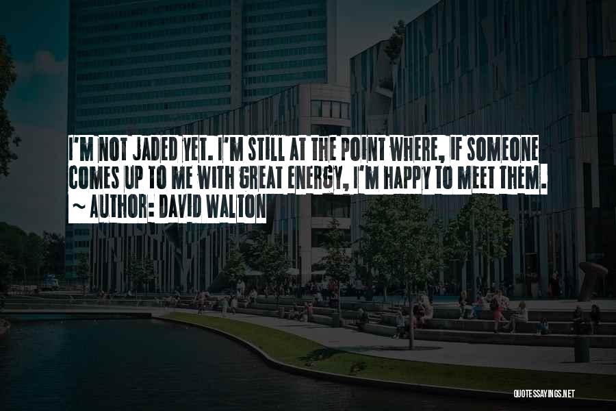 David Walton Quotes: I'm Not Jaded Yet. I'm Still At The Point Where, If Someone Comes Up To Me With Great Energy, I'm