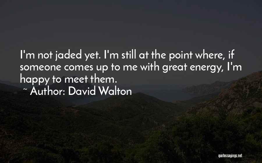 David Walton Quotes: I'm Not Jaded Yet. I'm Still At The Point Where, If Someone Comes Up To Me With Great Energy, I'm