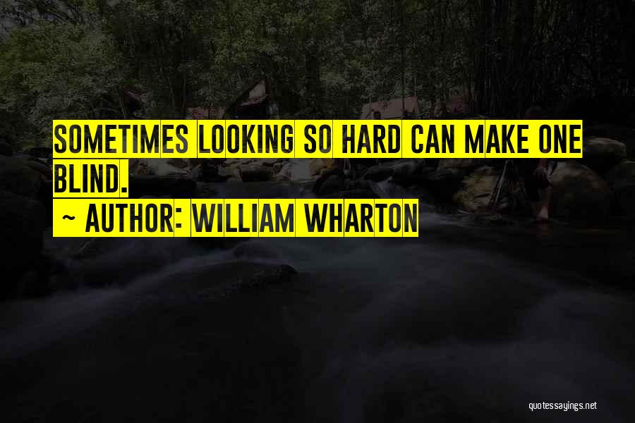 William Wharton Quotes: Sometimes Looking So Hard Can Make One Blind.