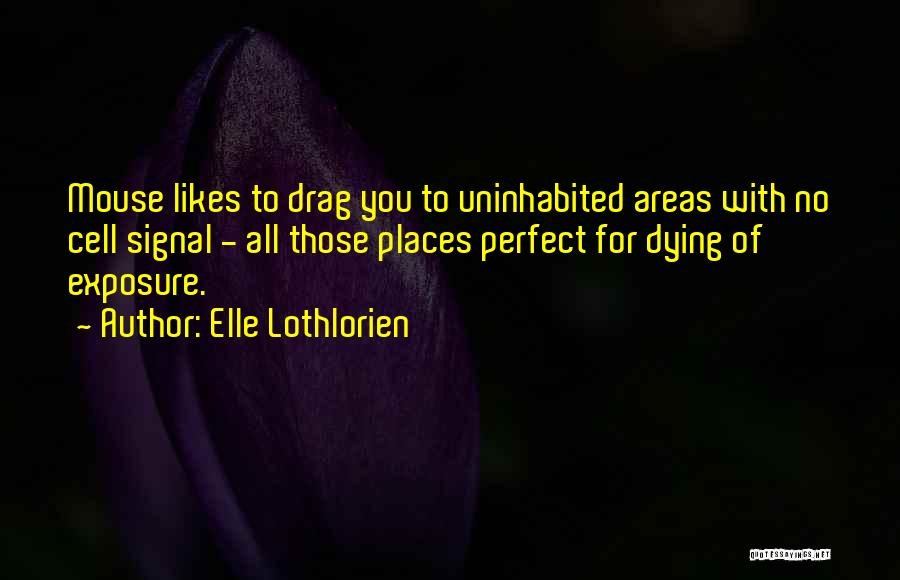 Elle Lothlorien Quotes: Mouse Likes To Drag You To Uninhabited Areas With No Cell Signal - All Those Places Perfect For Dying Of