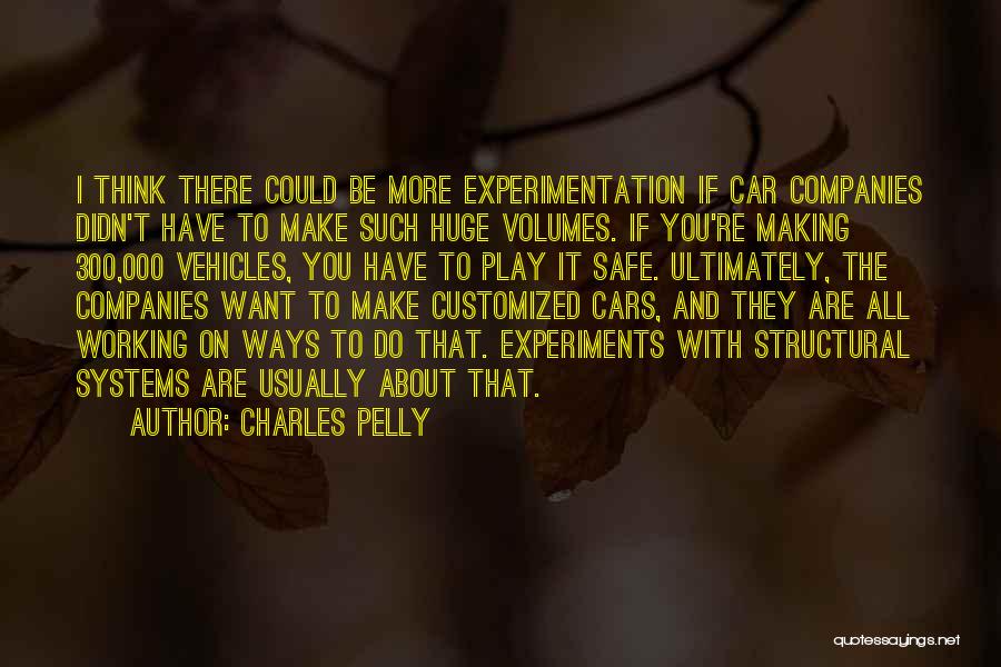 Charles Pelly Quotes: I Think There Could Be More Experimentation If Car Companies Didn't Have To Make Such Huge Volumes. If You're Making