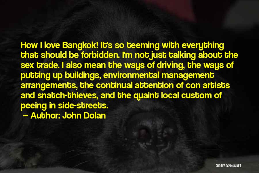 John Dolan Quotes: How I Love Bangkok! It's So Teeming With Everything That Should Be Forbidden. I'm Not Just Talking About The Sex