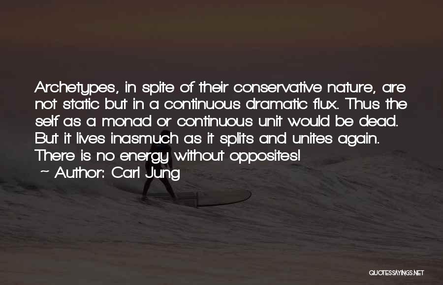 Carl Jung Quotes: Archetypes, In Spite Of Their Conservative Nature, Are Not Static But In A Continuous Dramatic Flux. Thus The Self As