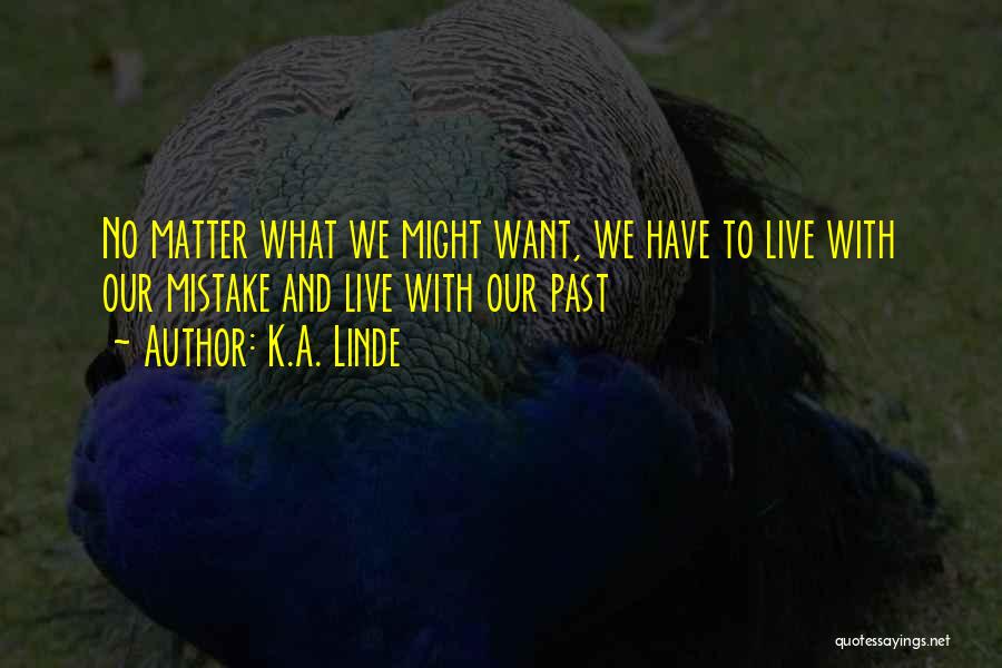 K.A. Linde Quotes: No Matter What We Might Want, We Have To Live With Our Mistake And Live With Our Past