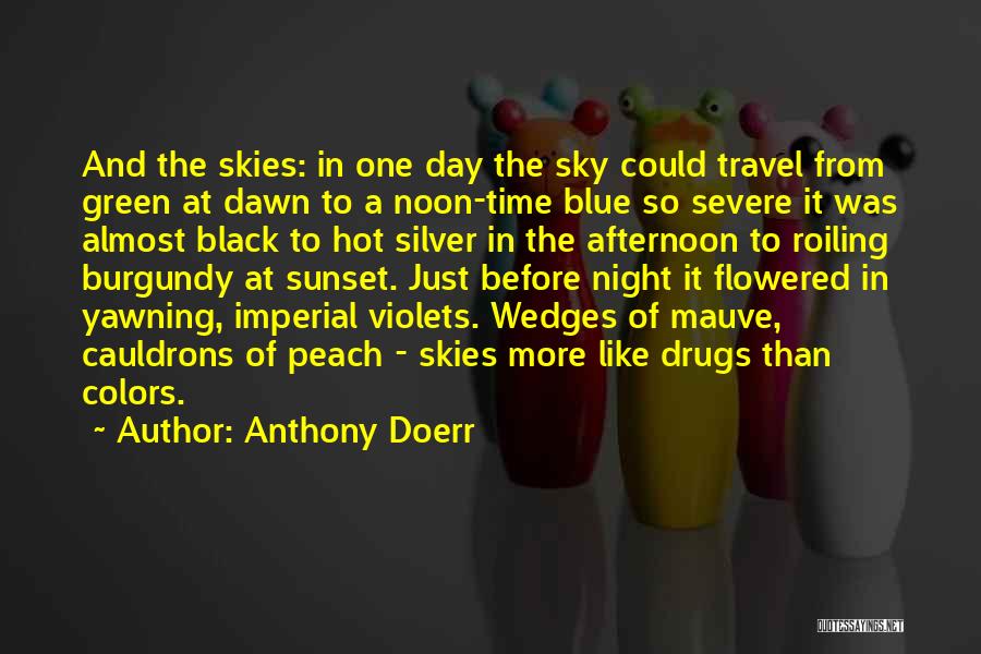 Anthony Doerr Quotes: And The Skies: In One Day The Sky Could Travel From Green At Dawn To A Noon-time Blue So Severe