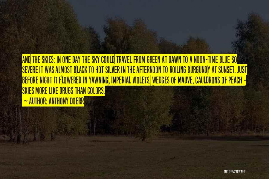 Anthony Doerr Quotes: And The Skies: In One Day The Sky Could Travel From Green At Dawn To A Noon-time Blue So Severe