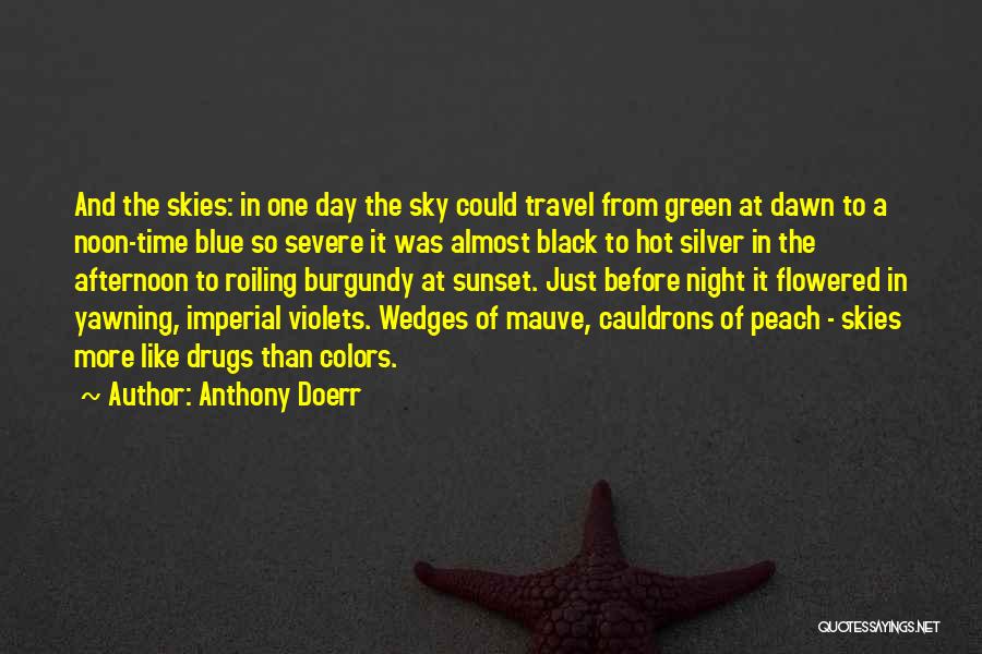 Anthony Doerr Quotes: And The Skies: In One Day The Sky Could Travel From Green At Dawn To A Noon-time Blue So Severe