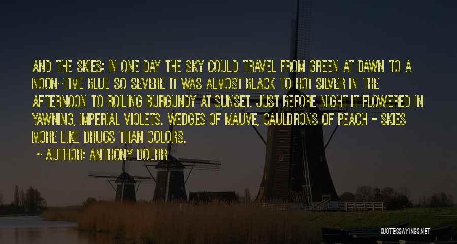 Anthony Doerr Quotes: And The Skies: In One Day The Sky Could Travel From Green At Dawn To A Noon-time Blue So Severe