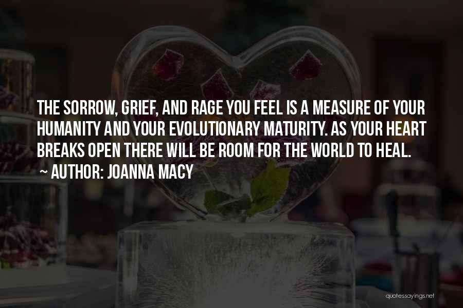 Joanna Macy Quotes: The Sorrow, Grief, And Rage You Feel Is A Measure Of Your Humanity And Your Evolutionary Maturity. As Your Heart