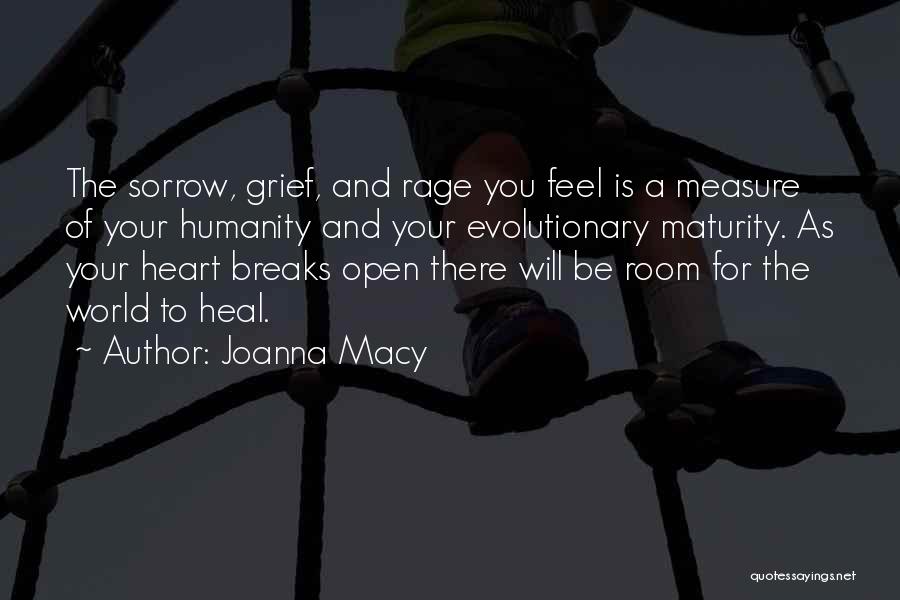 Joanna Macy Quotes: The Sorrow, Grief, And Rage You Feel Is A Measure Of Your Humanity And Your Evolutionary Maturity. As Your Heart