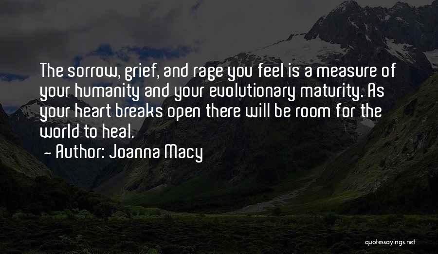 Joanna Macy Quotes: The Sorrow, Grief, And Rage You Feel Is A Measure Of Your Humanity And Your Evolutionary Maturity. As Your Heart