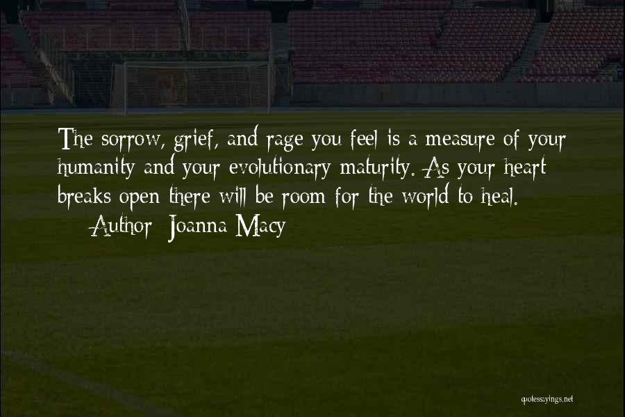 Joanna Macy Quotes: The Sorrow, Grief, And Rage You Feel Is A Measure Of Your Humanity And Your Evolutionary Maturity. As Your Heart