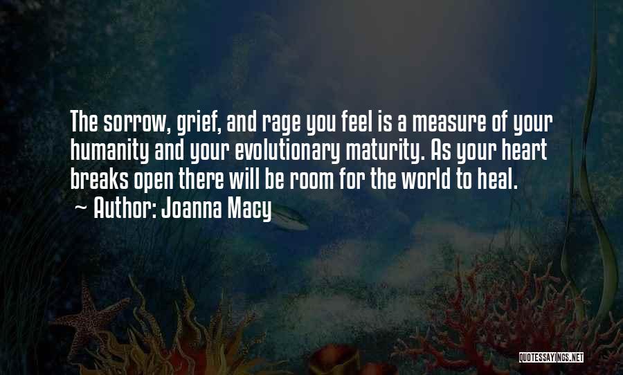 Joanna Macy Quotes: The Sorrow, Grief, And Rage You Feel Is A Measure Of Your Humanity And Your Evolutionary Maturity. As Your Heart