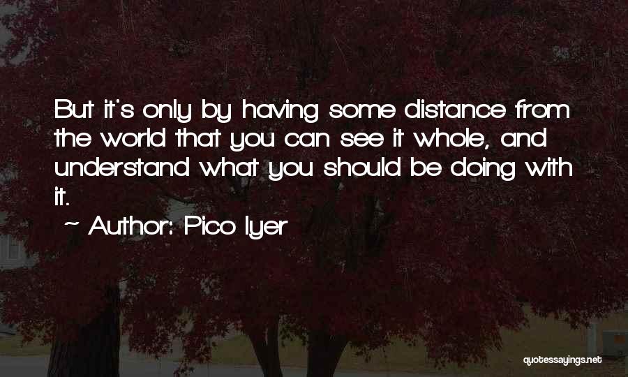 Pico Iyer Quotes: But It's Only By Having Some Distance From The World That You Can See It Whole, And Understand What You