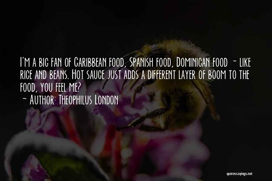 Theophilus London Quotes: I'm A Big Fan Of Caribbean Food, Spanish Food, Dominican Food - Like Rice And Beans. Hot Sauce Just Adds