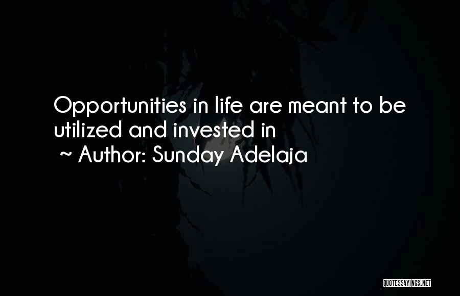 Sunday Adelaja Quotes: Opportunities In Life Are Meant To Be Utilized And Invested In