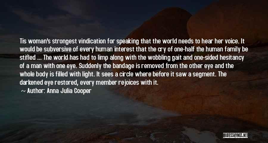 Anna Julia Cooper Quotes: Tis Woman's Strongest Vindication For Speaking That The World Needs To Hear Her Voice. It Would Be Subversive Of Every