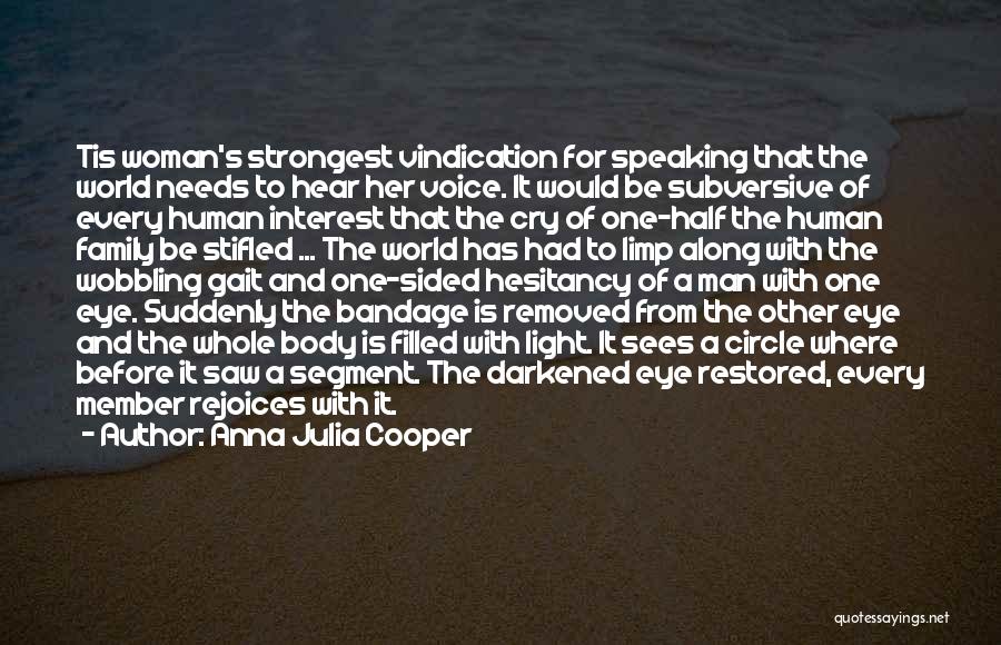 Anna Julia Cooper Quotes: Tis Woman's Strongest Vindication For Speaking That The World Needs To Hear Her Voice. It Would Be Subversive Of Every