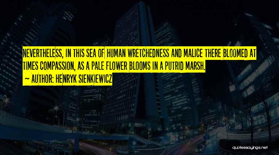 Henryk Sienkiewicz Quotes: Nevertheless, In This Sea Of Human Wretchedness And Malice There Bloomed At Times Compassion, As A Pale Flower Blooms In