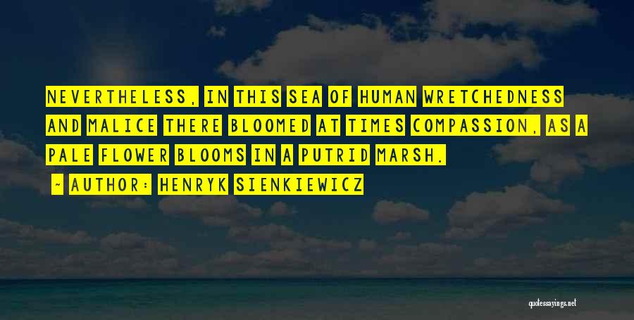 Henryk Sienkiewicz Quotes: Nevertheless, In This Sea Of Human Wretchedness And Malice There Bloomed At Times Compassion, As A Pale Flower Blooms In