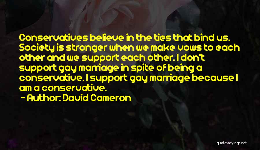 David Cameron Quotes: Conservatives Believe In The Ties That Bind Us. Society Is Stronger When We Make Vows To Each Other And We