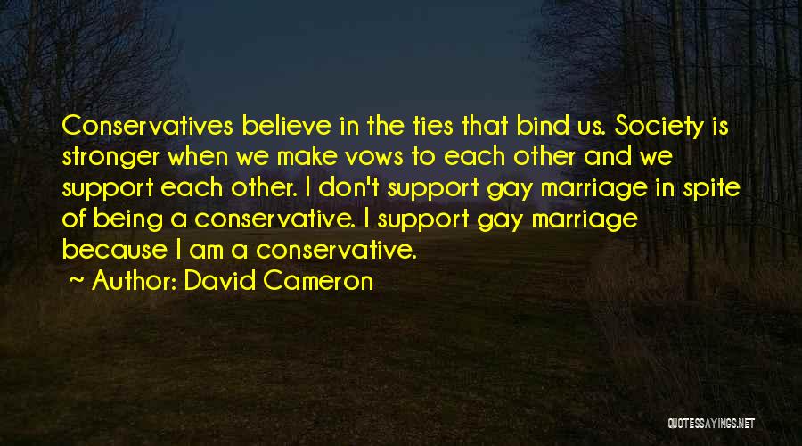 David Cameron Quotes: Conservatives Believe In The Ties That Bind Us. Society Is Stronger When We Make Vows To Each Other And We