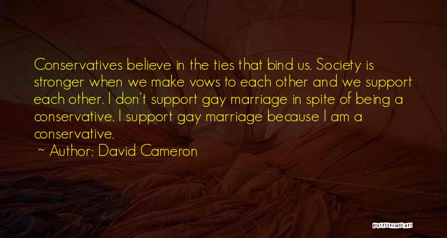 David Cameron Quotes: Conservatives Believe In The Ties That Bind Us. Society Is Stronger When We Make Vows To Each Other And We