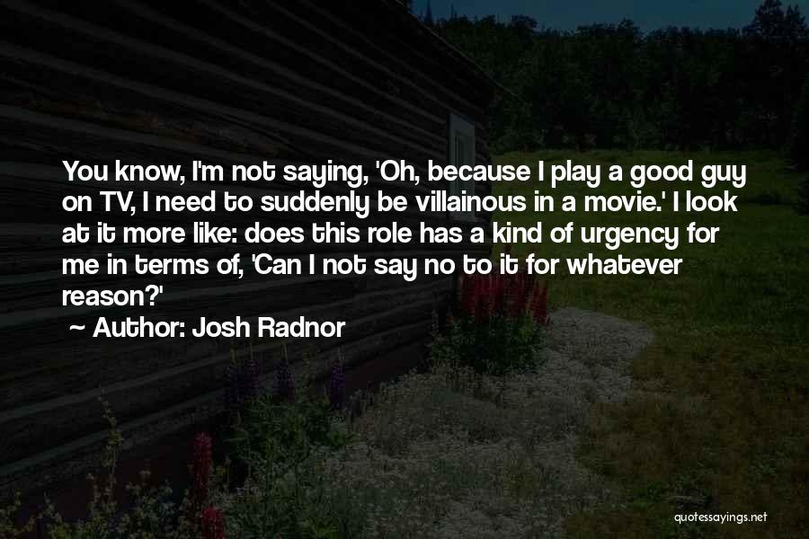 Josh Radnor Quotes: You Know, I'm Not Saying, 'oh, Because I Play A Good Guy On Tv, I Need To Suddenly Be Villainous