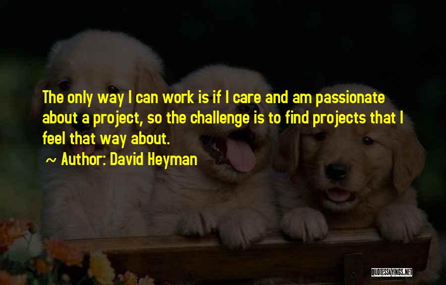 David Heyman Quotes: The Only Way I Can Work Is If I Care And Am Passionate About A Project, So The Challenge Is