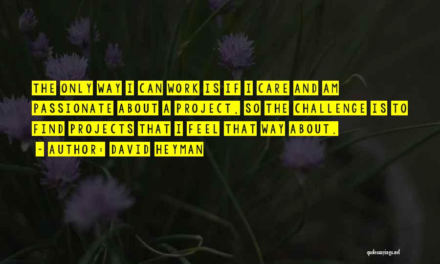 David Heyman Quotes: The Only Way I Can Work Is If I Care And Am Passionate About A Project, So The Challenge Is