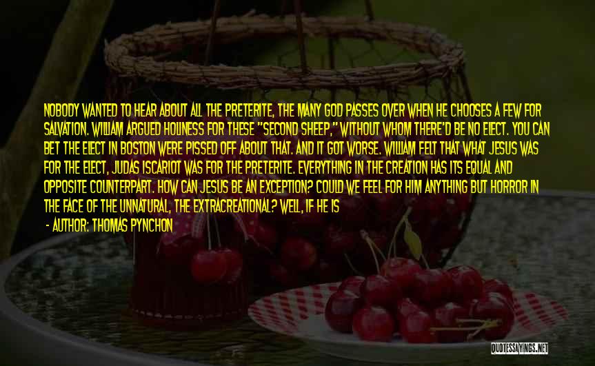 Thomas Pynchon Quotes: Nobody Wanted To Hear About All The Preterite, The Many God Passes Over When He Chooses A Few For Salvation.