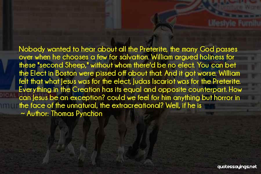 Thomas Pynchon Quotes: Nobody Wanted To Hear About All The Preterite, The Many God Passes Over When He Chooses A Few For Salvation.