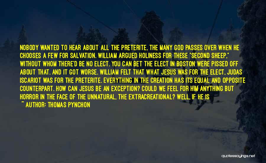 Thomas Pynchon Quotes: Nobody Wanted To Hear About All The Preterite, The Many God Passes Over When He Chooses A Few For Salvation.