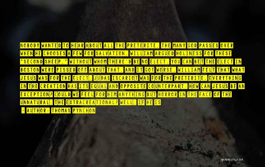 Thomas Pynchon Quotes: Nobody Wanted To Hear About All The Preterite, The Many God Passes Over When He Chooses A Few For Salvation.