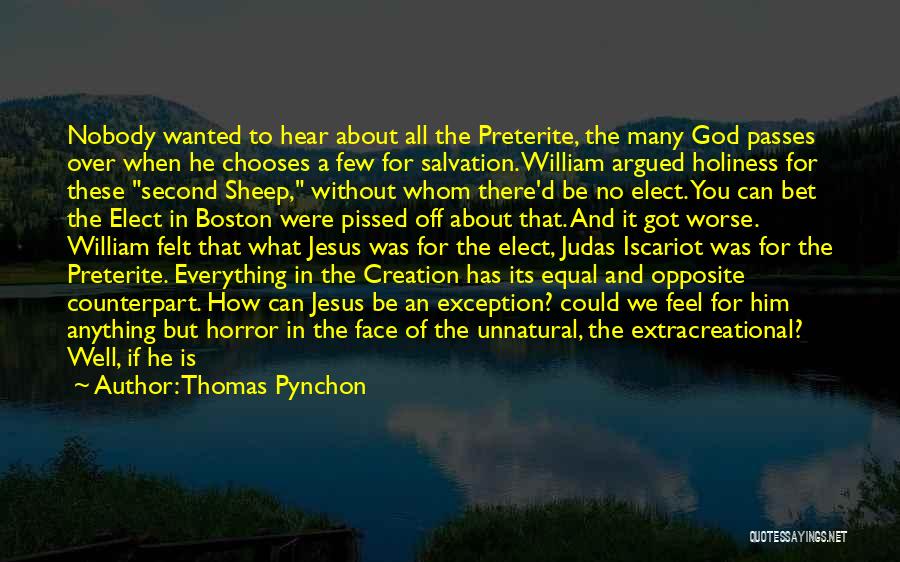 Thomas Pynchon Quotes: Nobody Wanted To Hear About All The Preterite, The Many God Passes Over When He Chooses A Few For Salvation.