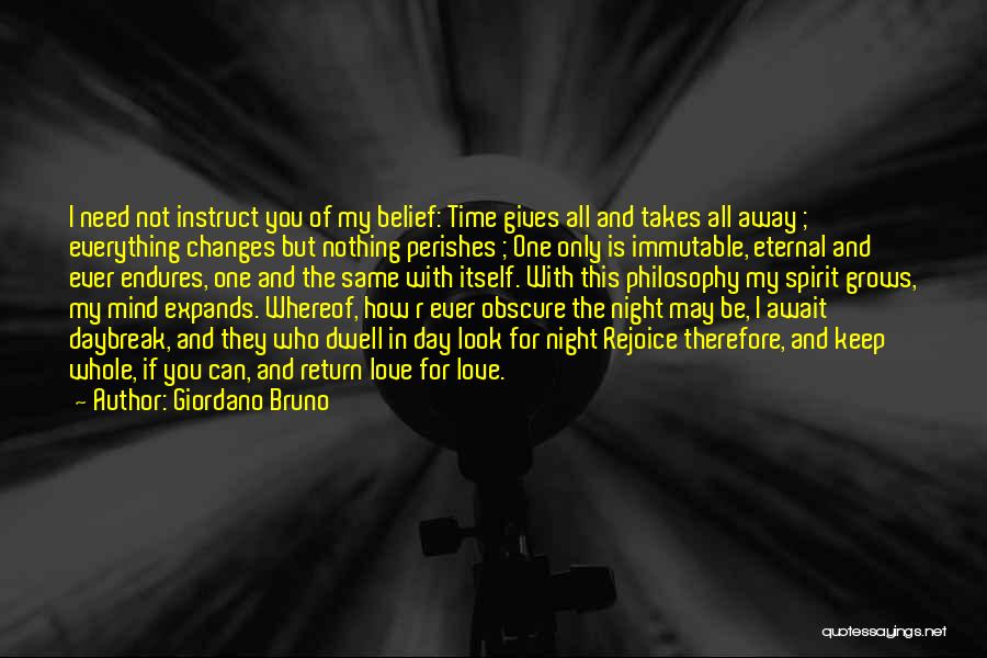 Giordano Bruno Quotes: I Need Not Instruct You Of My Belief: Time Gives All And Takes All Away ; Everything Changes But Nothing