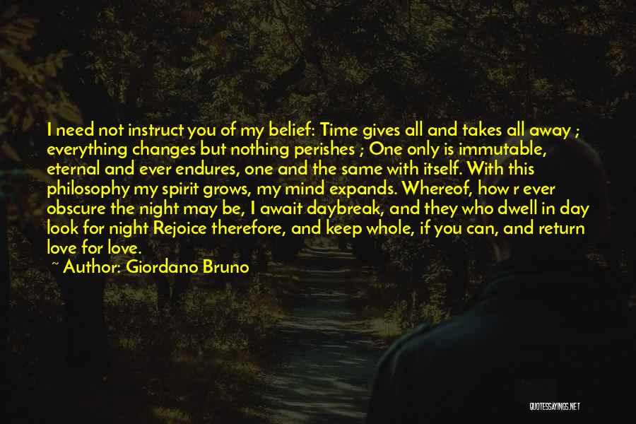 Giordano Bruno Quotes: I Need Not Instruct You Of My Belief: Time Gives All And Takes All Away ; Everything Changes But Nothing