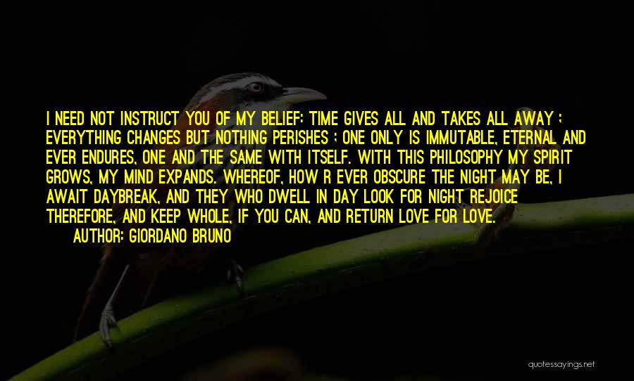 Giordano Bruno Quotes: I Need Not Instruct You Of My Belief: Time Gives All And Takes All Away ; Everything Changes But Nothing