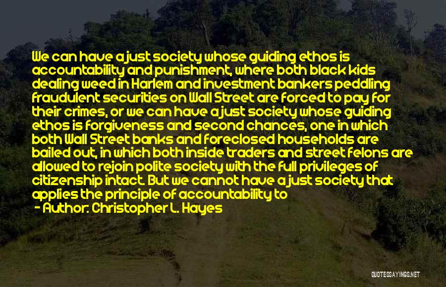 Christopher L. Hayes Quotes: We Can Have A Just Society Whose Guiding Ethos Is Accountability And Punishment, Where Both Black Kids Dealing Weed In